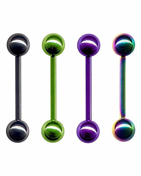 Cheap π Andonized Colored Barbells 4 Pack - 14 Gauge 𧨠3 Cheap π Andonized Colored Barbells 4 Pack - 14 Gauge π§¨