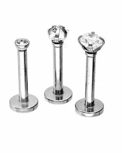 Best deal 🤩 CZ Labret Lip Ring 3 Pack - 16 Gauge ✔️