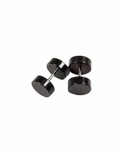 Best Pirce 💯 Black Plain Fake Plug Earrings 2 Pack - 16 Gauge ✨