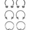 Deals 🥰 Multi-Pack Silvertone Captive Bead and Horseshoe Rings 3 Pair - 16 Gauge ⭐ -Playboy Shop 02291680 a