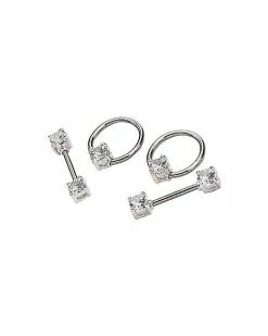 Coupon 🔔 Multi-Pack CZ Nipple Barbells and Nipple Captive Rings - 2 Pair 🤩 -Playboy Shop 02485837 b