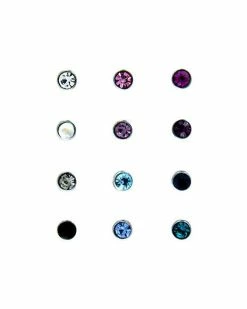 Best Pirce ✔️ Colored Gem-Effect Stud Nose Rings - 12 Pack ✨