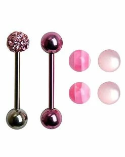 Deals 🎁 Striped Barbell Set - 14 Gauge Pink ❤️