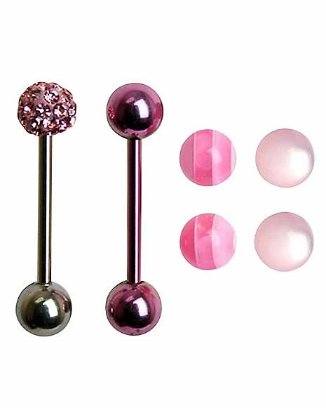 Deals π Striped Barbell Set - 14 Gauge Pink β€οΈ 3 Deals π Striped Barbell Set - 14 Gauge Pink β€οΈ