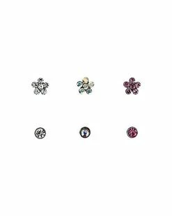 Promo 🎉 CZ Flower Stud Nose Ring 6 Pack - 20 Gauge 🎁