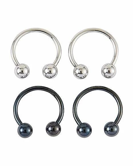 Flash Sale ⌛ Multi-Pack Black and White Horseshoe Rings 2 Pair - 14 Gauge ✔️ 4 Flash Sale ⌛ Multi-Pack Black and White Horseshoe Rings 2 Pair - 14 Gauge ✔️ - Image 2