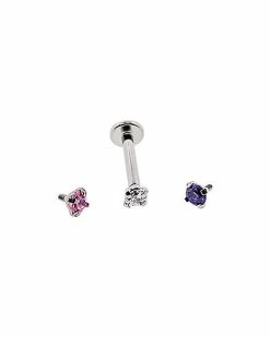 Best Pirce 💯 Prong CZ Labret Lip Ring 3 Pack - 16 Gauge 😉