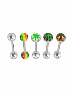 Best reviews of 👍 Rasta Leaf Stripe Barbell 5 Pack - 14 Gauge ✔️