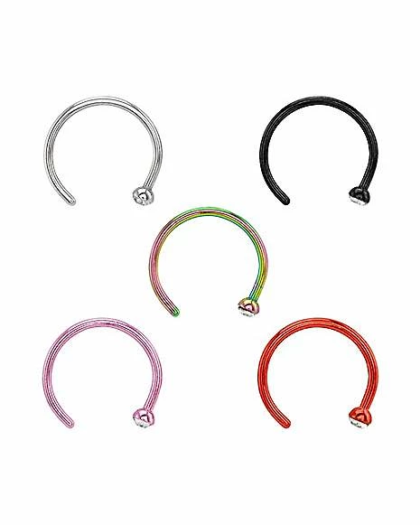 Best Sale π Cz Colored Hoop Nose Ring 5 Pack- 20 Gauge β¨ 4 Best Sale π Cz Colored Hoop Nose Ring 5 Pack- 20 Gauge β¨ - Image 2