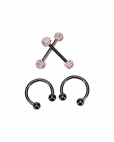 Best Sale π€© Black Pave CZ Horseshoe Barbell Nipple Ring 4 Pack - 14 Gauge π 3 Best Sale π€© Black Pave CZ Horseshoe Barbell Nipple Ring 4 Pack - 14 Gauge π