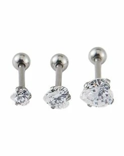 Buy 😉 CZ Heart Cartilage Earrings 3 Pack - 18 Gauge 😍 -Playboy Shop 02975498 b