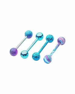 Promo ❤️ Blue & Purple Swirl Barbell 4 Pack - 14 Gauge ❤️