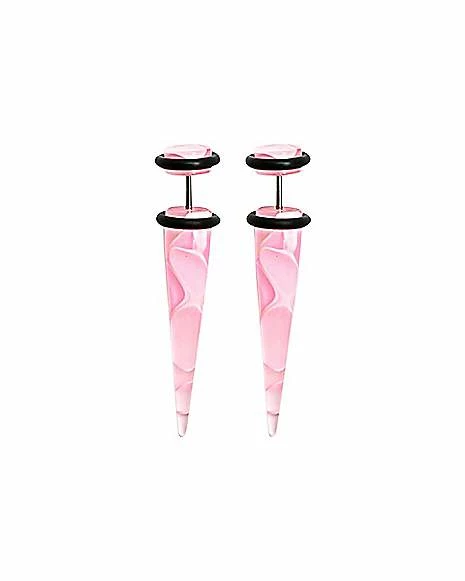 Wholesale ⭐ Pink White Marble Fake Tapers - 18 Gauge ✨ 3 Wholesale ⭐ Pink White Marble Fake Tapers - 18 Gauge ✨