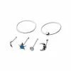 Cheapest 😍 Sterling Silver Moon and Star Nose Rings 6 Pack - 22 Gauge ❤️ -Playboy Shop 03000742 a