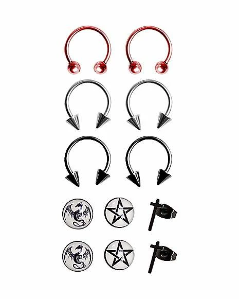 Best deal π₯ Dragon Pentagram Stud Horseshoe Earring 6 Pack - 18 Gauge π 3 Best deal π₯ Dragon Pentagram Stud Horseshoe Earring 6 Pack - 18 Gauge π