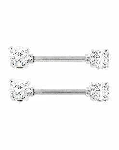 Cheap 🛒 Clear CZ Square Nipple Rings 1 Pair - 14 Gauge 😉