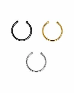 Hot Sale 😉 Black Basic Fake Septum Ring 3 Pack 🛒