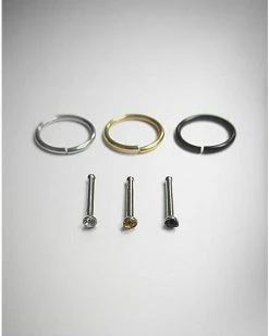 Best deal 😉 CZ Hoop Stud Nose Rings - 6 Pack 😀 -Playboy Shop 03101755 a