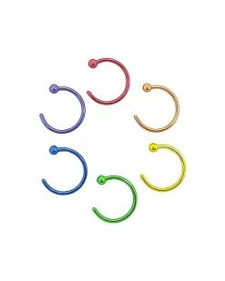 Hot Sale 🧨 Rainbow Pride Hoop Nose Rings 6 Pack - 20 Gauge ❤️