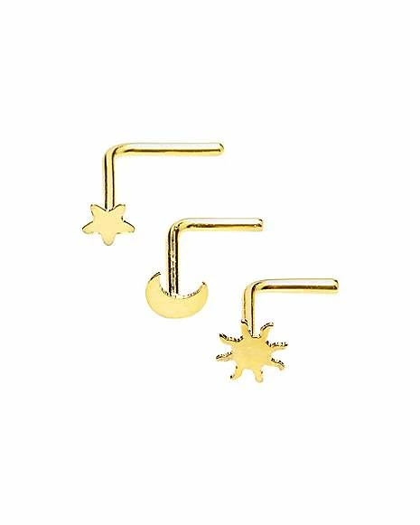 Hot Sale βοΈ Multi-Pack L-Bend Sun Moon Stud Nose Ring 3 Pack - 18 Gauge π 3 Hot Sale βοΈ Multi-Pack L-Bend Sun Moon Stud Nose Ring 3 Pack - 18 Gauge π