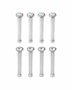 New 🧨 Reflective CZ Stud Nose Ring 8 Pack - 20 Gauge 😀 -Playboy Shop 03131935 a