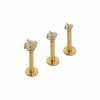 Flash Sale 😍 Goldtone CZ Labret Lip Ring 3 Pack - 16 Gauge ❤️ -Playboy Shop 03149457 a