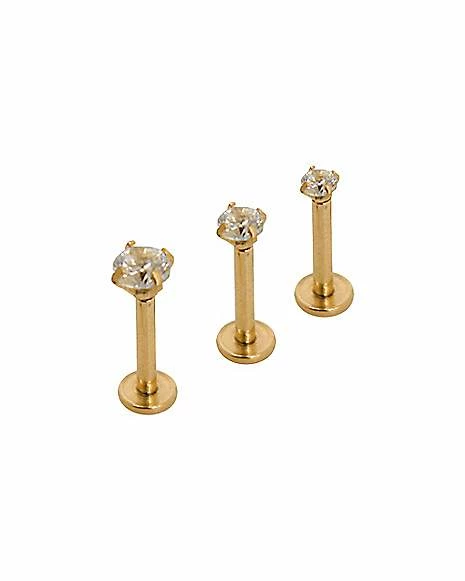 Flash Sale π Goldtone CZ Labret Lip Ring 3 Pack - 16 Gauge β€οΈ 3 Flash Sale π Goldtone CZ Labret Lip Ring 3 Pack - 16 Gauge β€οΈ