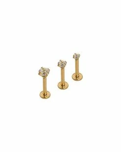 Flash Sale π Goldtone CZ Labret Lip Ring 3 Pack - 16 Gauge β€οΈ 5 Flash Sale π Goldtone CZ Labret Lip Ring 3 Pack - 16 Gauge β€οΈ -Playboy Shop 03149457 b