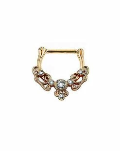 Coupon ⭐ Rose Gold Filigree CZ Clicker Septum Ring - 16 Gauge 💯