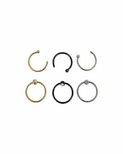 Discount 🎉 Multi-Pack Hoop Nose Rings 6 Pack - 20 Gauge 🤩