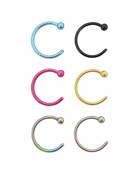 Wholesale π Multi-Pack Colored Hoop Nose Rings - 6 Pack π 3 Wholesale π Multi-Pack Colored Hoop Nose Rings - 6 Pack π