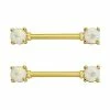 Outlet 🎉 White Opal-Effect Nipple Barbells 1 Pair - 14 Gauge ⭐ -Playboy Shop 03183928 a