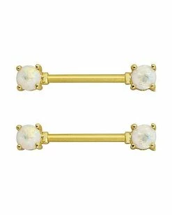 Outlet 🎉 White Opal-Effect Nipple Barbells 1 Pair - 14 Gauge ⭐