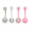 Cheapest 🔥 Pink and Silver CZ Belly Ring 4 Pack - 14 Gauge 🌟 -Playboy Shop 03196425 a