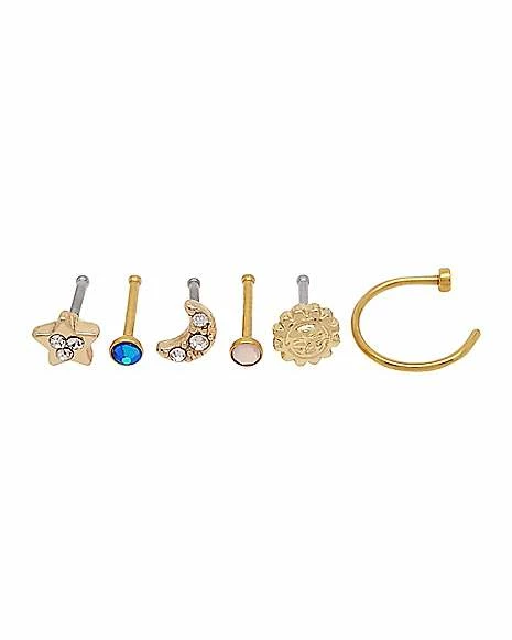 Top 10 π₯ Multi-Pack Moon and Star Nose Rings 6 Pack - 20 Gauge π 4 Top 10 π₯ Multi-Pack Moon and Star Nose Rings 6 Pack - 20 Gauge π - Image 2