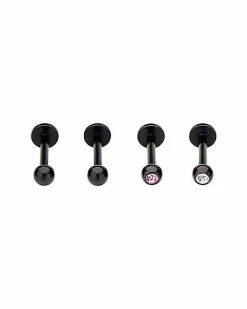 Cheap 🥰 Black-Plated Labret Rings 4 Pack - 16 Gauge 👏