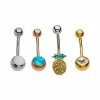 Cheap 🛒 Multi-Pack Pineapple CZ Belly Rings 4 Pack - 14 Gauge 🛒 -Playboy Shop 03212396 a