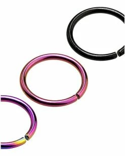 Best deal 😀 Anodized Nose Hoop Ring 3 Pack - 18 Gauge 🤩 -Playboy Shop 03217247 c