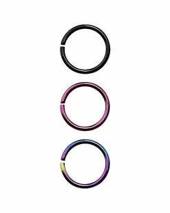 Best deal 😀 Anodized Nose Hoop Ring 3 Pack - 18 Gauge 🤩 -Playboy Shop 03217247 d