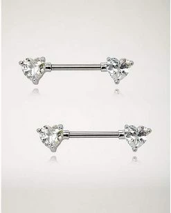 Wholesale ⌛ Clear CZ Heart Nipple Barbells ✨ -Playboy Shop 03236841 a