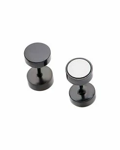 Cheap 💯 Black and Silver Fake Plugs 1 Pair - 18 Gauge ⭐ -Playboy Shop 03240264 b