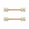 Brand new π Rose Goldplated CZ Nipple Barbells 1 Pair - 14 Gauge π― 2 Brand new π Rose Goldplated CZ Nipple Barbells 1 Pair - 14 Gauge π― -Playboy Shop 03251659 a