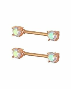 Brand new 😍 Rose Goldplated CZ Nipple Barbells 1 Pair - 14 Gauge 💯 -Playboy Shop 03251659 b