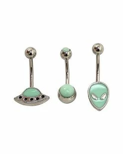 Outlet 😀 Outer Space Alien Belly Rings 3 Pack - 14 Gauge 🛒