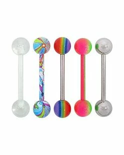 Wholesale ❤️ Multi-Pack Rainbow Barbells 4 Pack - 14 Gauge 🌟