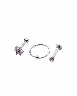 Flash Sale 😀 Multi-Pack Stud and Captive Labret Lip Rings 3 Pack - 18 Gauge 😀