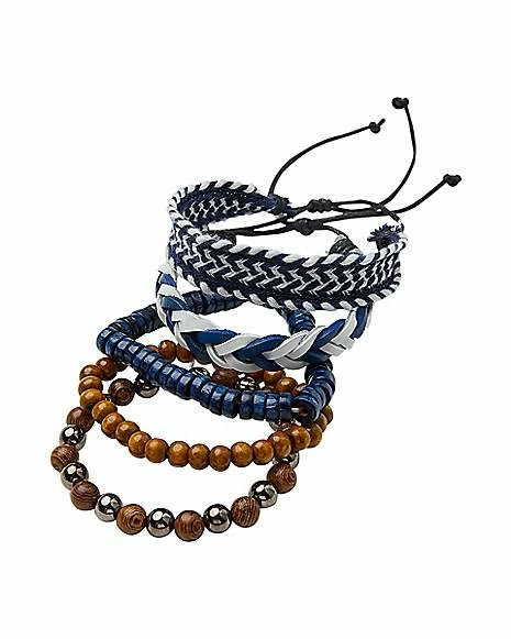 Outlet π Brown and Blue Braided Bracelet - 5 Pack π 3 Outlet π Brown and Blue Braided Bracelet - 5 Pack π