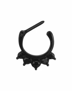 Coupon 🤩 Blackplated Black CZ Clicker Septum Ring - 16 Gauge 👍
