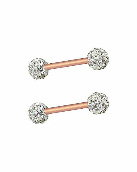Promo π― Rose Goldtone CZ Nipple Barbells π 3 Promo π― Rose Goldtone CZ Nipple Barbells π