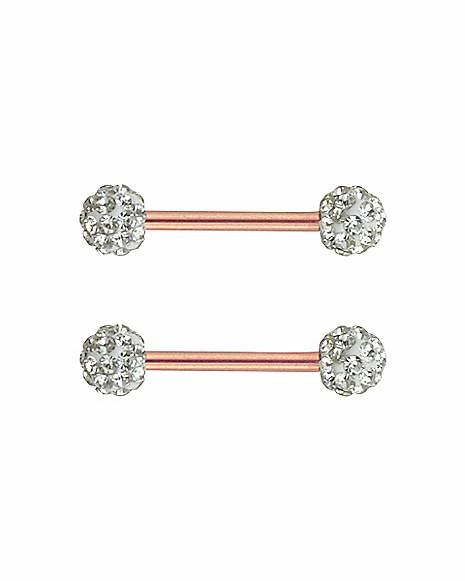 Promo π― Rose Goldtone CZ Nipple Barbells π 4 Promo π― Rose Goldtone CZ Nipple Barbells π - Image 2